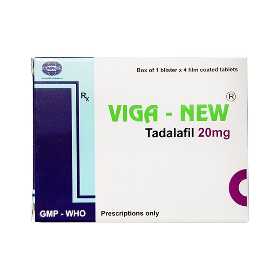 Viên uống rối loạn cương dương Viga-new 20mg hộp 4 viên mẫu mới