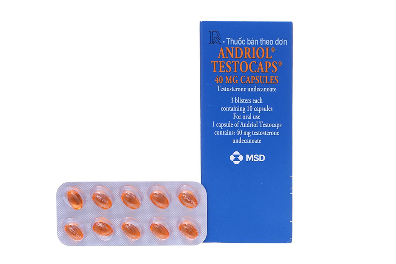 Viên uống thiểu năng tuyến sinh dục Andriol Testocaps 40mg hộp 30 viên