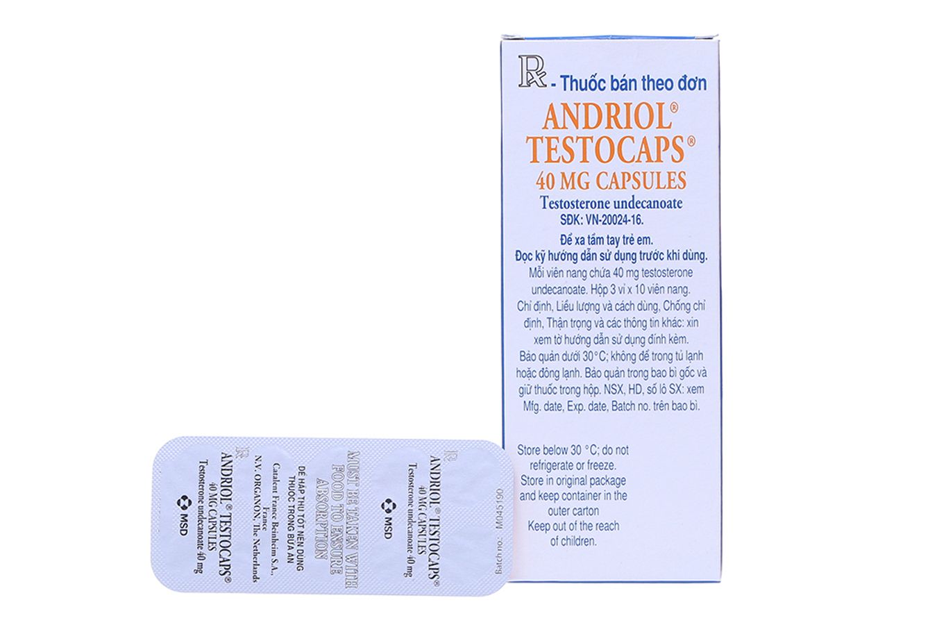 Viên uống thiểu năng tuyến sinh dục Andriol Testocaps 40mg hộp 30 viên hàng có sẵn