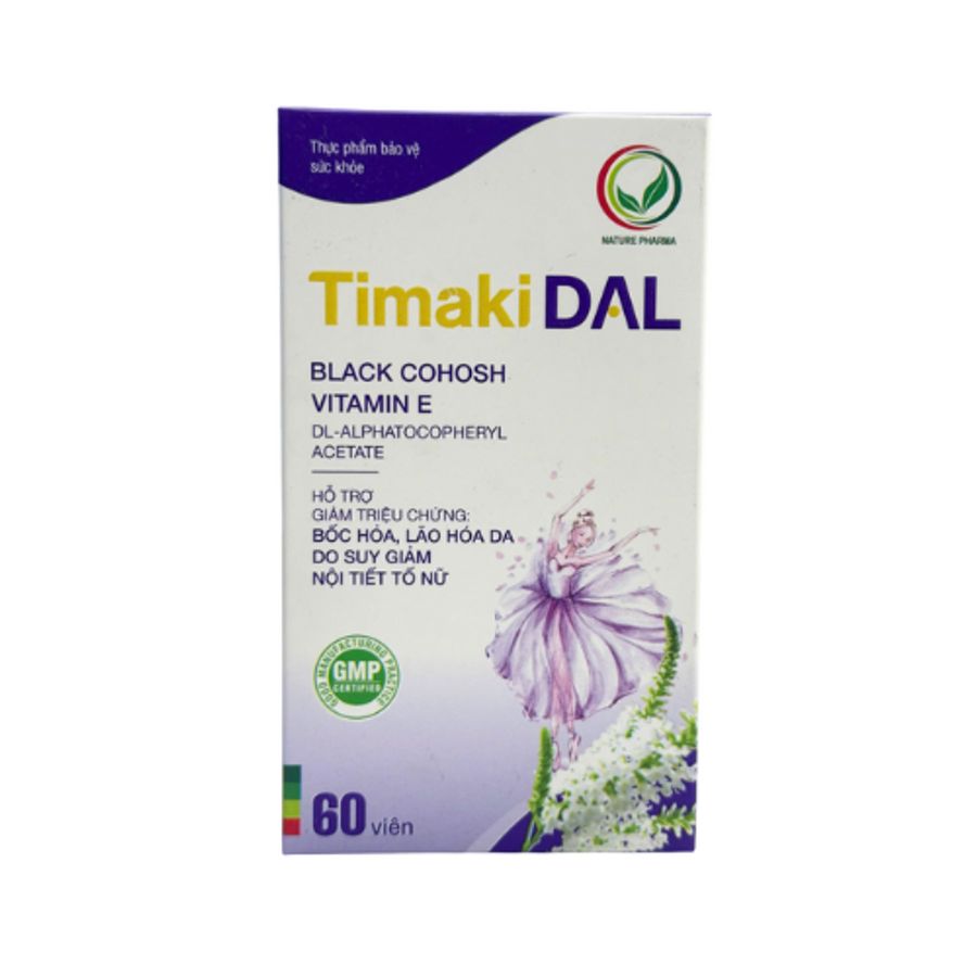 Viên uống giảm bốc hỏa, lão hóa da Timaki DAL Nature Pharma hộp 60 viên hàng có sẵn