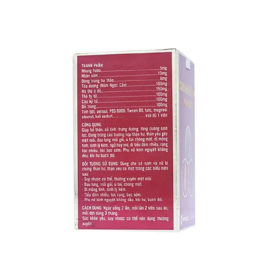 Viên uống giúp bổ thận, cố tinh, tráng dương Sâm Nhung Bổ Thận Nam Dược hộp 1 lọ 30 viên hàng có sẵn