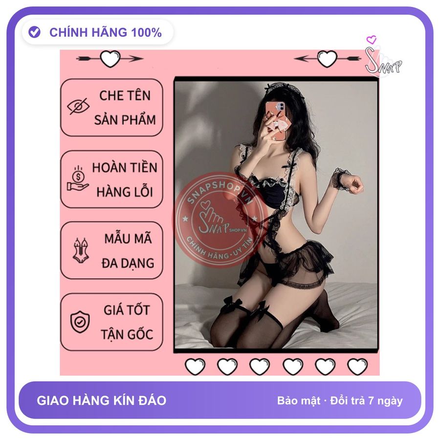 Đồ Cosplay Nữ Học Sinh Hầu Gái Gợi Cảm N873 chính hãng - phối ren, co giãn thoải mái, freesize - giao hàng che tên kín đáo
