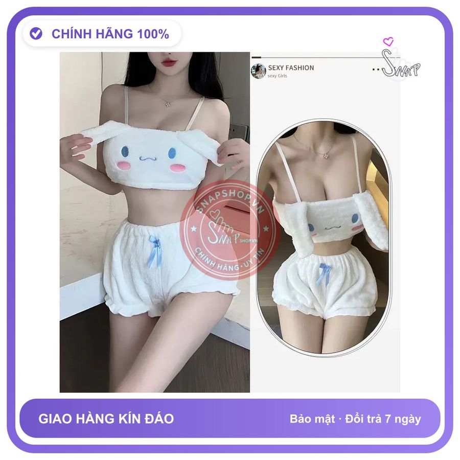Bộ Đồ Ngủ Bé Thỏ Bông Dễ Thương Gợi N187 Trắng chính hãng - co giãn thoải mái, freesize, chất vải mềm mát - giao hàng che tên kín đáo