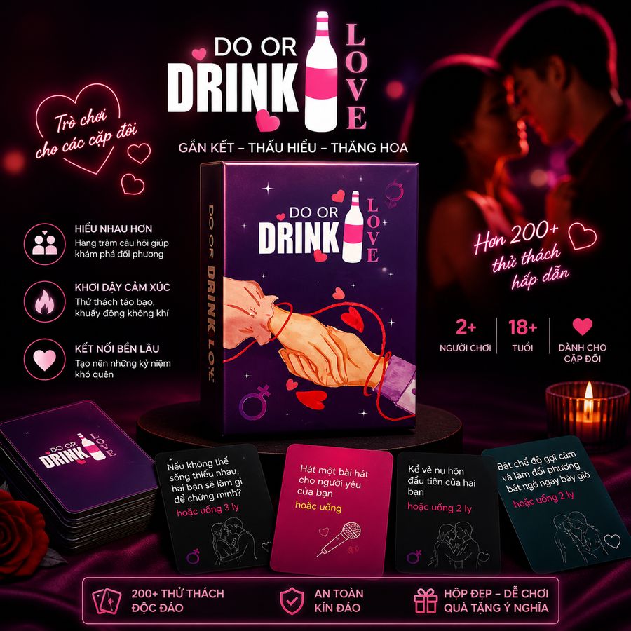 Bộ Bài Tình Yêu Drink Love | Level Cơ Bản 35 Lá chính hãng - chất liệu an toàn cho da, dễ vệ sinh, êm ái khi dùng - giao hàng che tên kín đáo