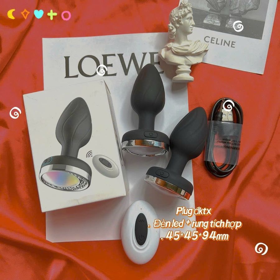 Phích Cắm Hậu Môn Silicone 10 Chế Độ Rung Có Đèn Led chính hãng - silicone mềm mại, chất liệu an toàn cho da, dễ vệ sinh - giao hàng che tên kín đáo