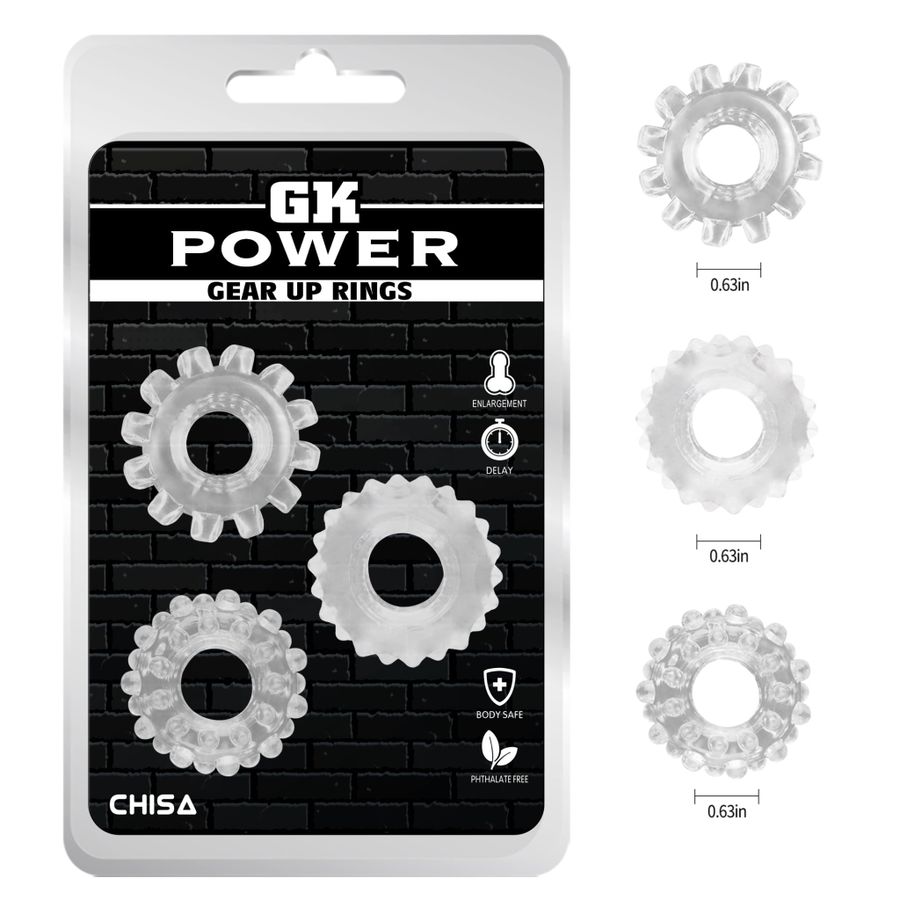 Vòng Đeo Chisa GK Power Gear Up Rings Màu Trong Suốt chính hãng - thấm nhanh không nhờn rít, dùng trước khi quan hệ, nhỏ gọn dễ mang theo - giao hàng che tên kín đáo