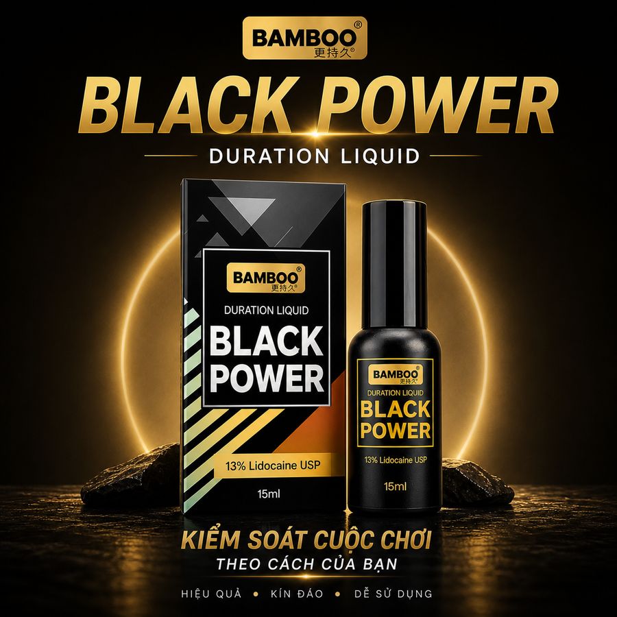 Chai Xịt Kéo Dài Thời Gian Bamboo Black Power 13% chính hãng - thấm nhanh không nhờn rít, dùng trước khi quan hệ, nhỏ gọn dễ mang theo - giao hàng che tên kín đáo