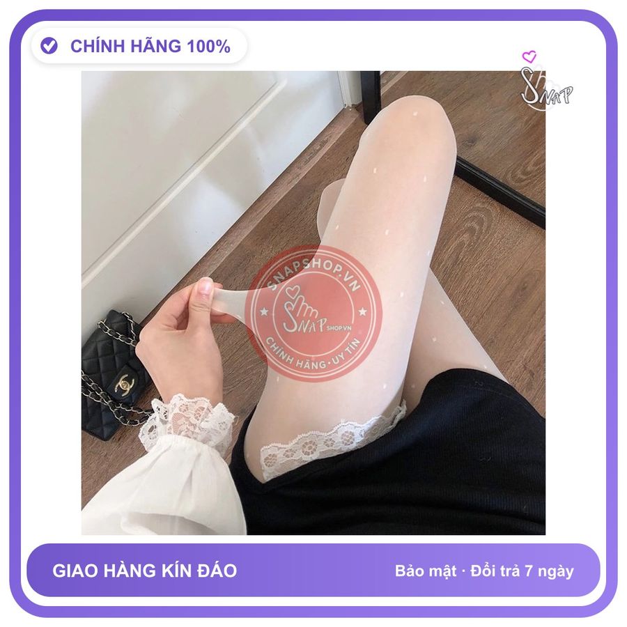 Tất Đùi Lưới Và Lụa Cao Cấp Quần Tất Trắng Chấm Bi chính hãng - chất lụa mát mềm, phối ren, co giãn thoải mái - giao hàng che tên kín đáo