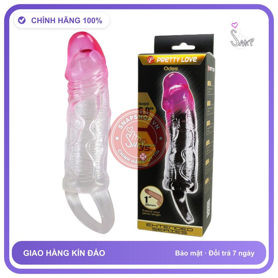 Bao Đôn Dên Prettylove Odes 6.9 Silicone Mềm, Gai chính hãng - có gai nổi, ôm sát cảm giác thật, chất liệu latex an toàn - giao hàng che tên kín đáo