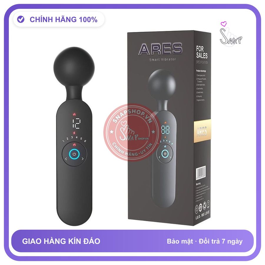 Máy Rung Ares Smart Vibrator Làm Ấm 42°C, Màn chính hãng - 12 chế độ rung, có sưởi ấm, silicone y tế - giao hàng che tên kín đáo