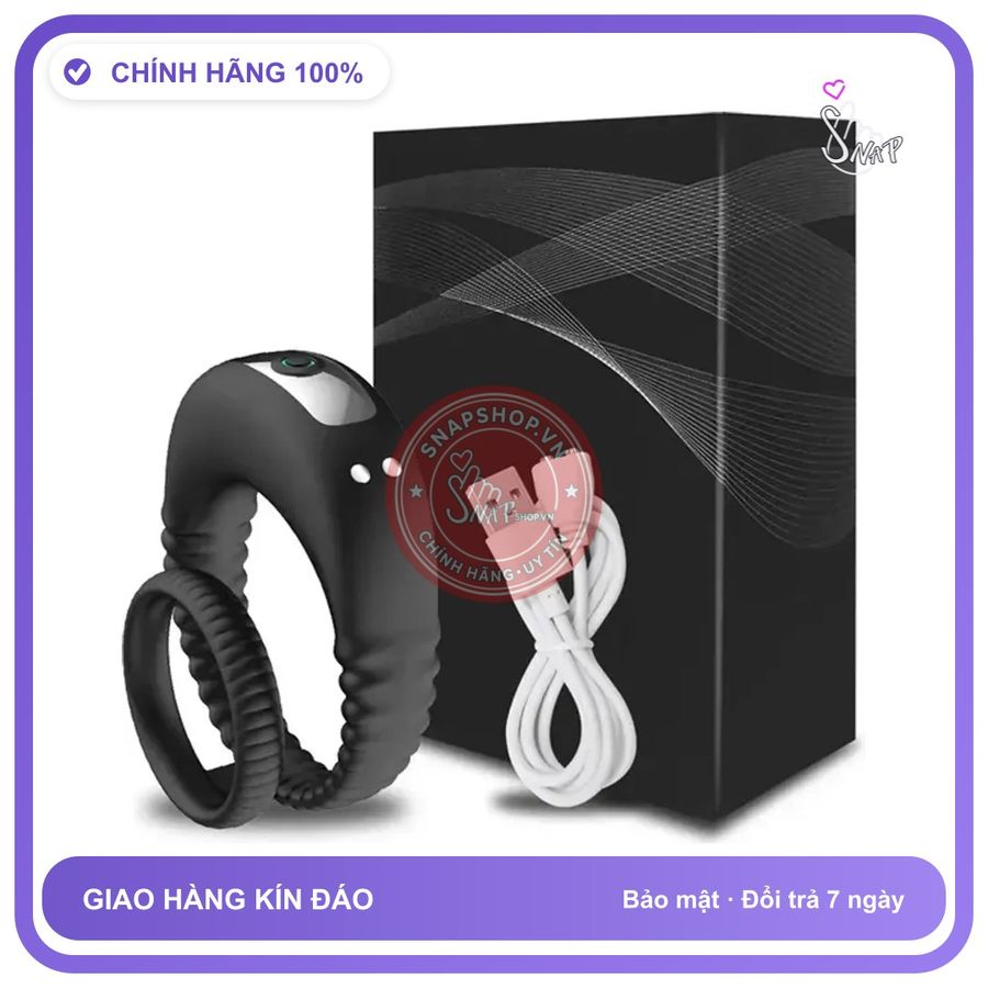 Vòng Đeo Dương Vật Kép Silicone Co Giãn 10 Chế Độ Rung chính hãng - sạc từ tính, chống nước, silicone mềm mại - giao hàng che tên kín đáo
