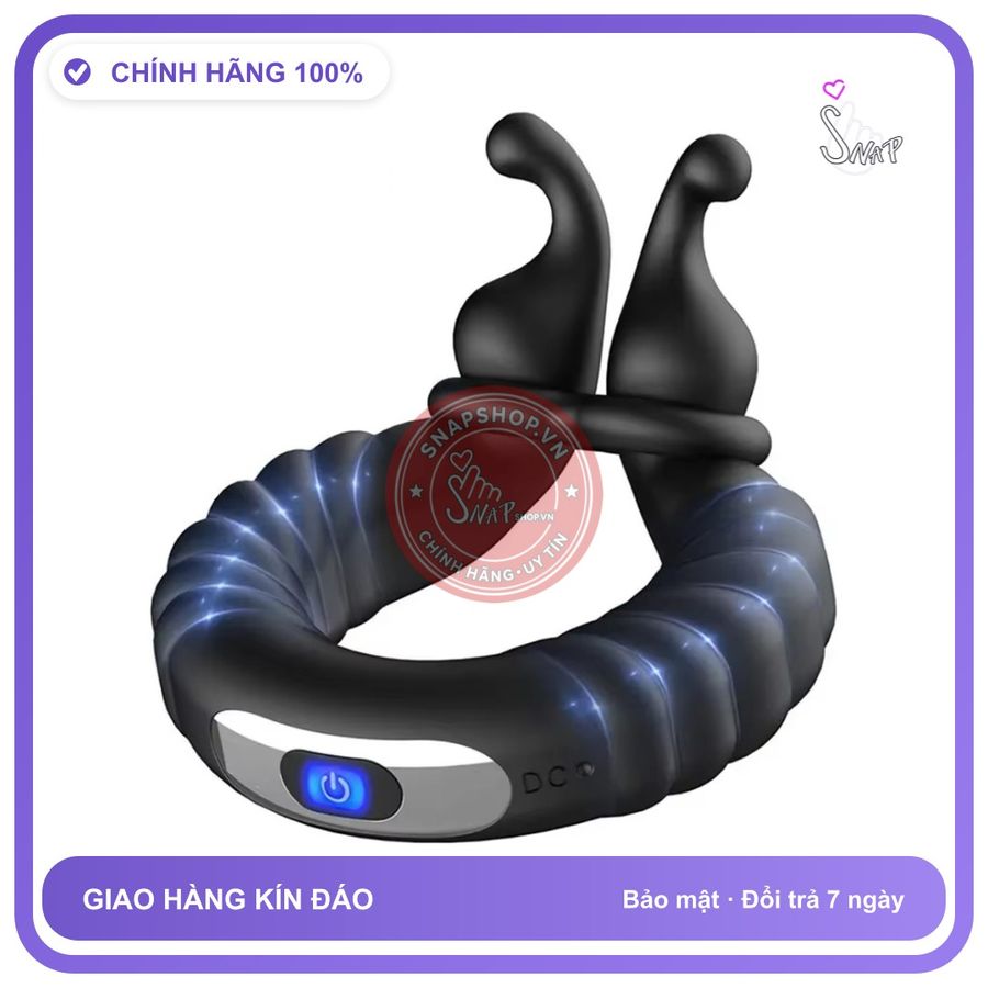 Vòng Rung Dương Vật Điều Chỉnh Size 2 Động chính hãng - 10 chế độ rung, sạc usb, silicone y tế - giao hàng che tên kín đáo