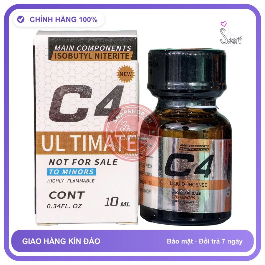 Popper C4 Ultimate 10ml chính hãng - chai 10ml, hàng chuẩn nhập khẩu, nắp kín không bay hơi - giao hàng che tên kín đáo
