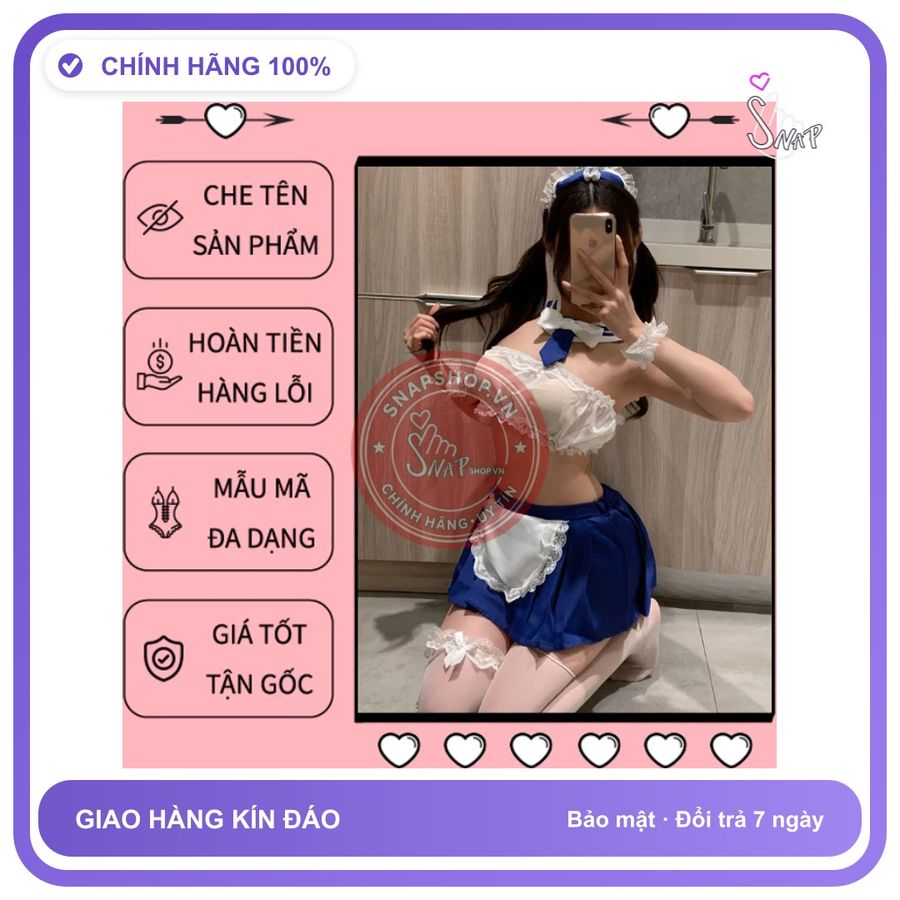 Cosplay Hầu Gái Nhật Bản Anime Xinh Gợi Cảm N328 chính hãng - chất lụa mát mềm, phối ren, co giãn thoải mái - giao hàng che tên kín đáo