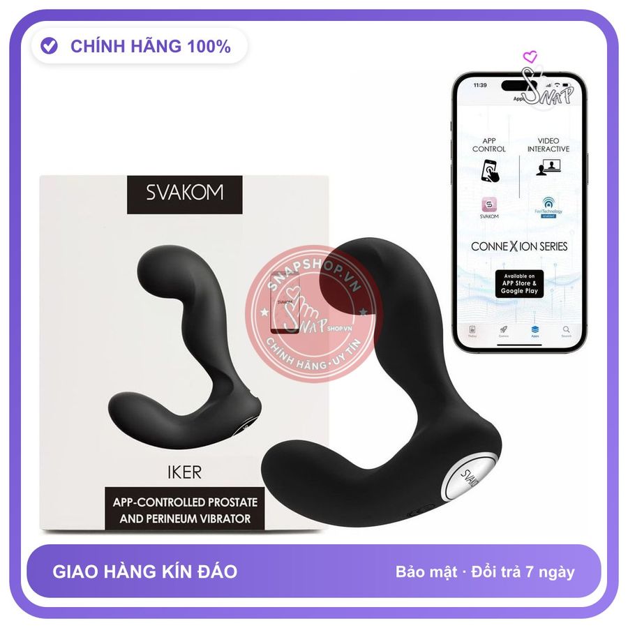SVAKOM Iker Neo Máy Massage Tuyến Tiền Liệt Rung chính hãng - 5 chế độ rung, điều khiển qua app, điều khiển từ xa - giao hàng che tên kín đáo