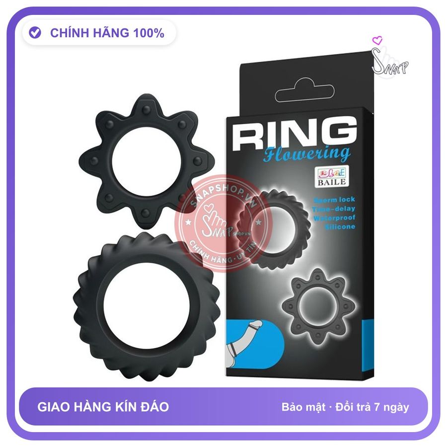 Bộ 2 Vòng Đeo Dương Vật Cockrings Flowering Giúp chính hãng - silicone mềm, chất liệu an toàn cho da, dễ vệ sinh - giao hàng che tên kín đáo