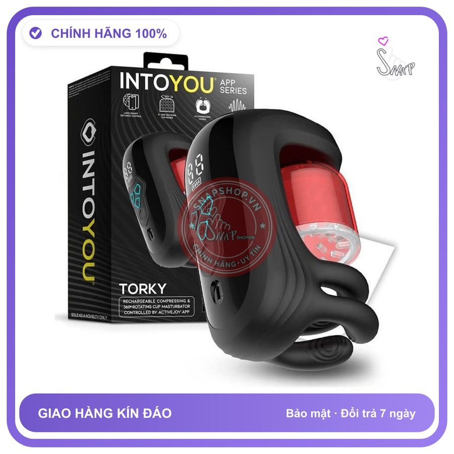 Máy Massage Nam INTOYOU Torky Rảnh Tay Động Cơ Kép Nén Xoay chính hãng - 9 chế độ rung, điều khiển qua app, rung nhấp chuyển động đẩy tới và lui tự động - giao hàng che tên kín đáo