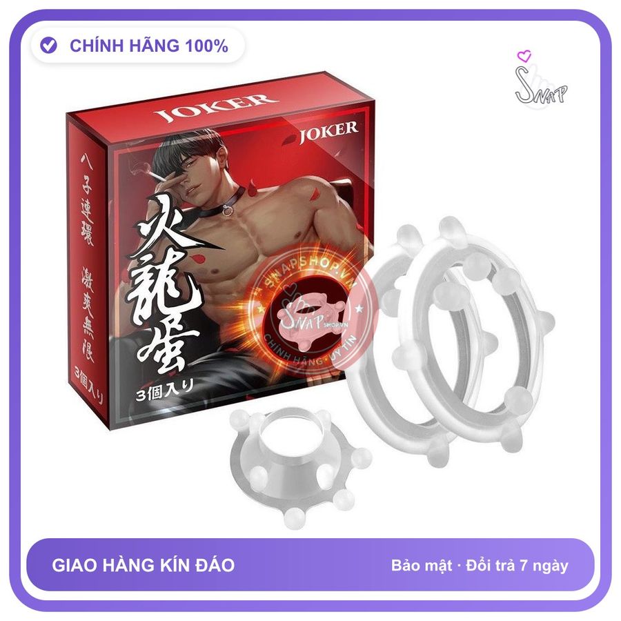 Vòng Đeo Dương Vật Gắn Bi JOKER PHELAN – Hộp 3 Chiếc chính hãng - silicone mềm mại, chất liệu an toàn cho da, dễ vệ sinh - giao hàng che tên kín đáo