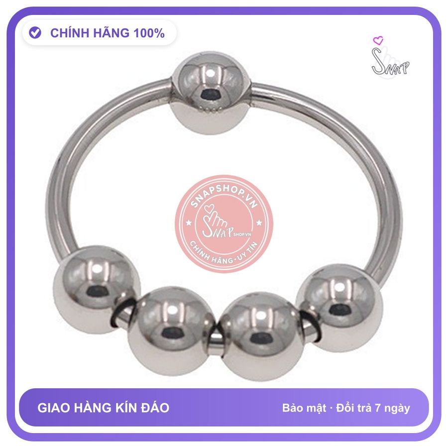 Vòng Đeo Dương Vật Inox 5 Bi 30mm chính hãng - chất liệu an toàn cho da, dễ vệ sinh, êm ái khi dùng - giao hàng che tên kín đáo