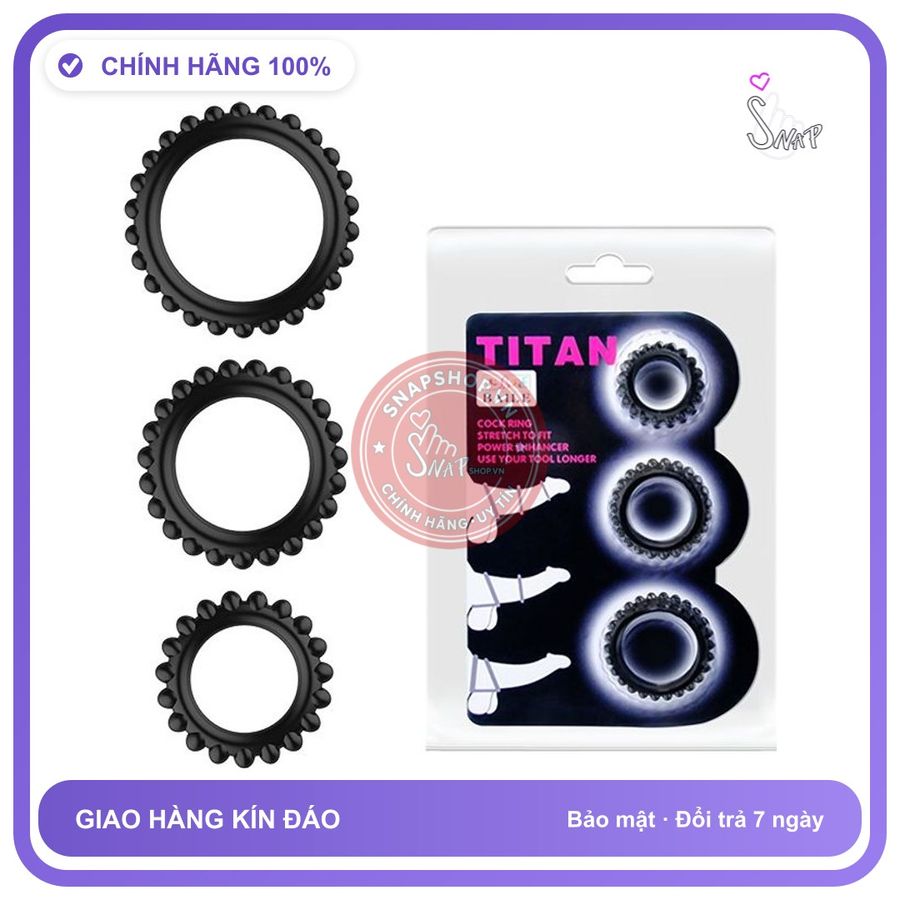 Bộ 3 Vòng Đeo Dương Vật Baile Titan Tăng chính hãng - silicone mềm mại, chất liệu an toàn cho da, dễ vệ sinh - giao hàng che tên kín đáo
