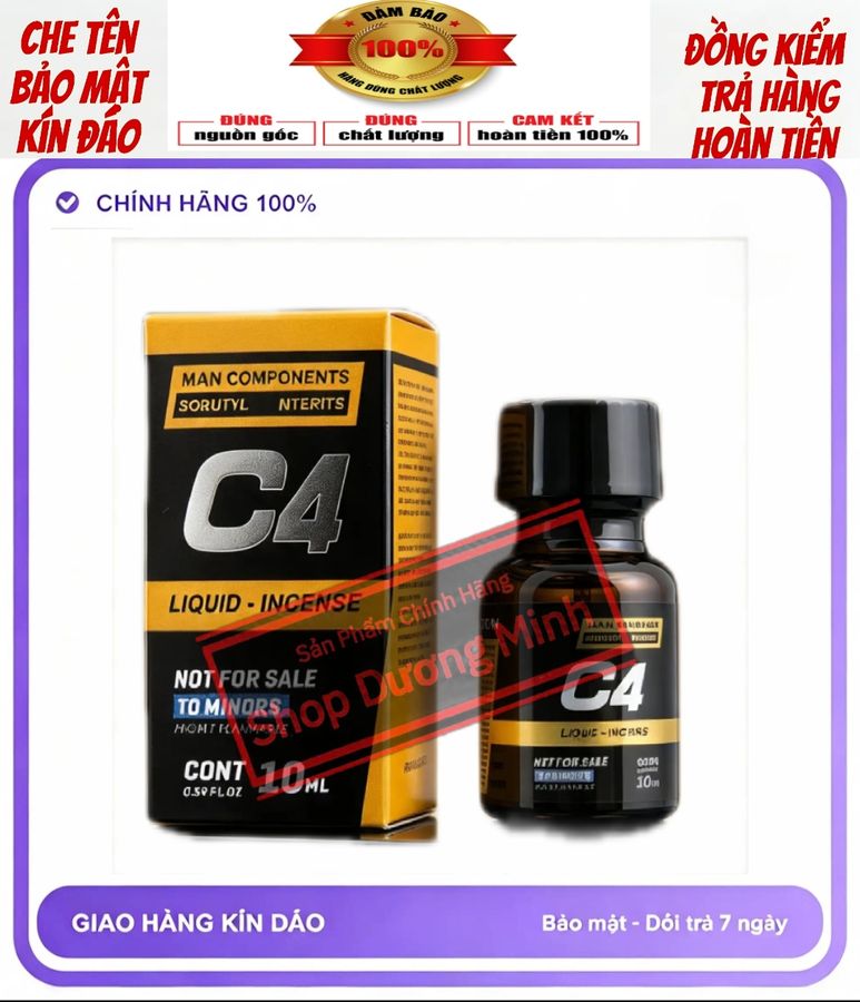 (Sale Giá Sốc) Hàng Chính Hãng Nhập Khẩu, Popper C4 10ml, Công Thức Mới Siêu Mạnh, Rất Phê 