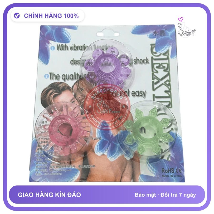 Vòng Đeo Dương Vật Bộ Vỉ 3 Cái Vòng Hoa chính hãng - sạc USB, silicone cao cấp, chất liệu an toàn cho da - giao hàng che tên kín đáo