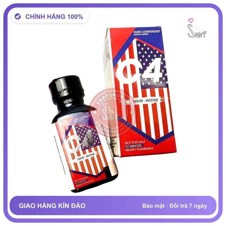Popper C4 30ml Cờ Mỹ Chính Hãng - chai 30ml, hương dịu không nồng, hàng chuẩn nhập khẩu - giao hàng che tên kín đáo