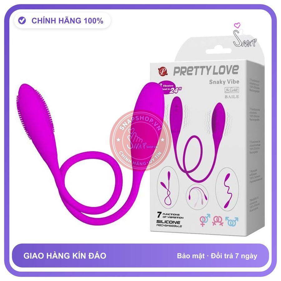 Trứng Rung 2 Đầu Dài Pretty Love Snaky Vibe chính hãng - sạc usb, silicone y tế, chất liệu an toàn cho da - giao hàng che tên kín đáo