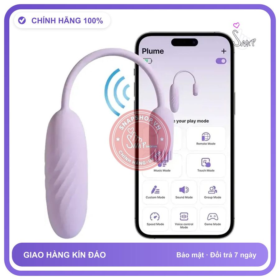 Trứng Rung Svakom Plume: Đầu Đạn Chổi Silicon Fluttering chính hãng - 7 chế độ rung, điều khiển qua app, điều khiển từ xa - giao hàng che tên kín đáo