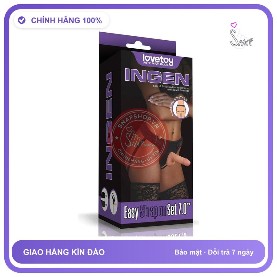 Đai Đeo Dương Vật LoveToy Ingen - Easy Strap on Set met Dildo 7 / 18 cm chính hãng - sạc USB, silicone mềm, chất liệu an toàn cho da - giao hàng che tên kín đáo