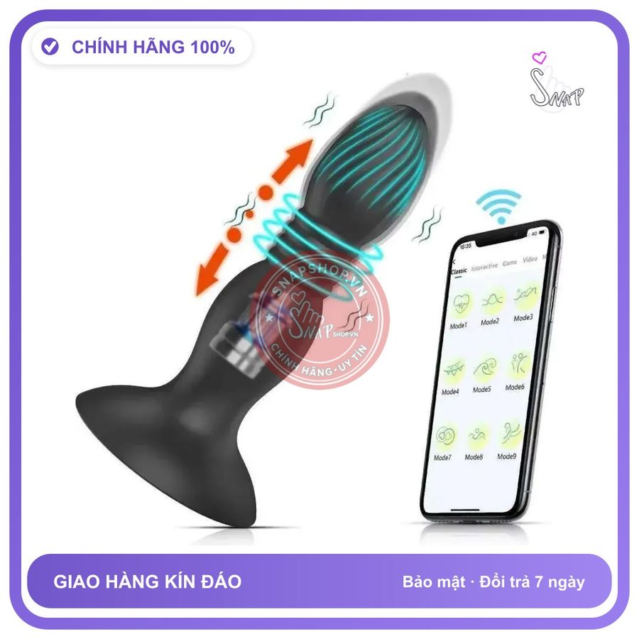 Plug rung nhấp chuyển động đẩy tới và lui GS463 Máy Massage Tuyến Tiền Liệt GS463 Máy Massage Tuyến Tiền Liệt Điều Khiển App Bluetooth chính hãng - 3 tốc độ rung, sạc usb, điều khiển qua app