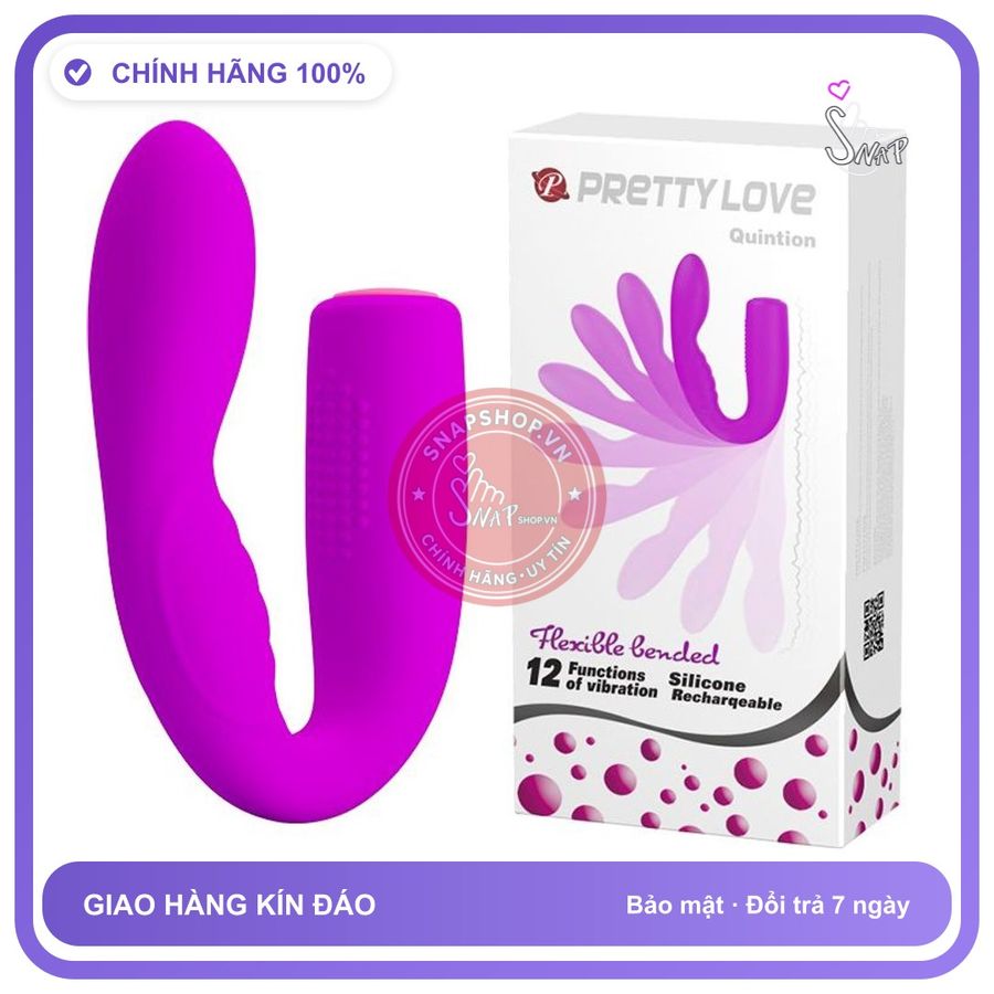 Máy Rung Tuyến Tiền Liệt Pretty Love Quintion 12 chính hãng - 12 chế độ rung, sạc usb, chống nước - giao hàng che tên kín đáo