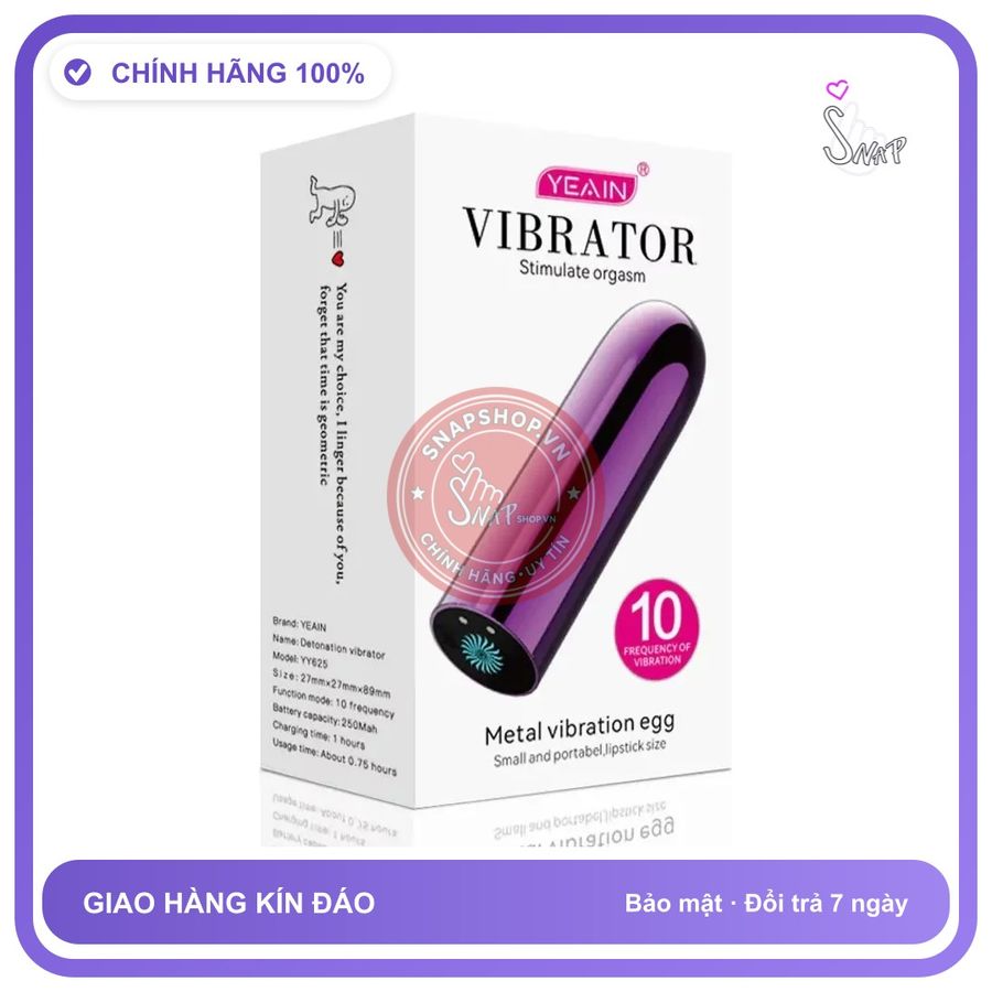 Trứng Rung Tình Yêu Yeain Metal Vibrator Egg Hình Viên Đạn chính hãng - 10 chế độ rung, sạc USB, rung êm không tiếng động - giao hàng che tên kín đáo