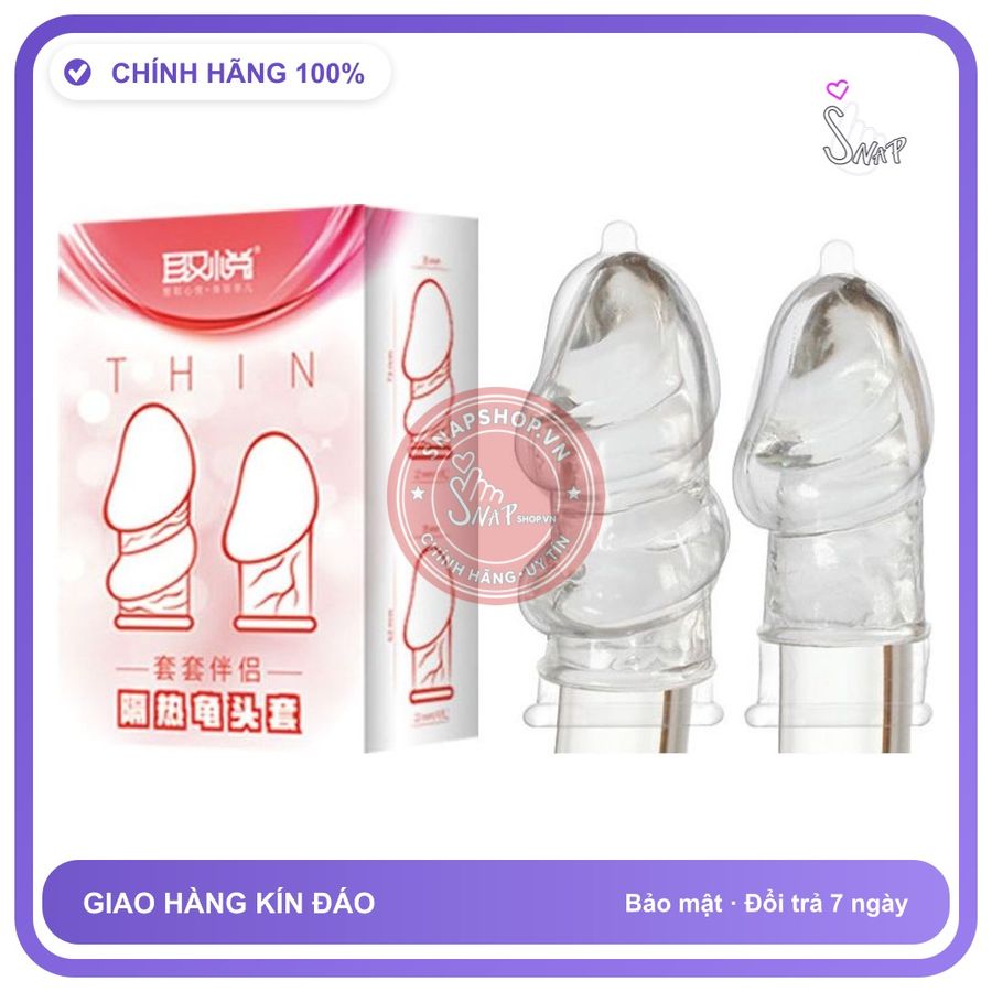 Bao Cao Su Đôn Dên Khúc Đầu Aichao Thin Hồng chính hãng - có hương thơm, ôm sát cảm giác thật, chất liệu latex an toàn - giao hàng che tên kín đáo