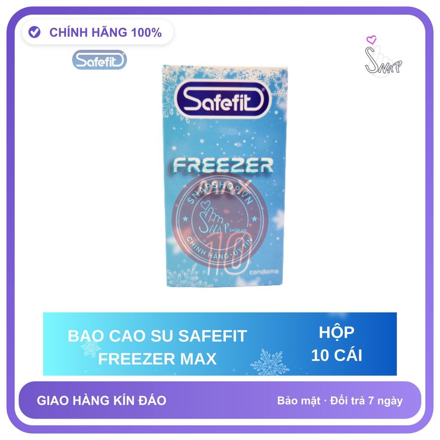 Bao Cao Su Safefit Freezermax - Hộp 10 Cái chính hãng - siêu mỏng, hỗ trợ kéo dài, ôm sát cảm giác thật - giao hàng che tên kín đáo