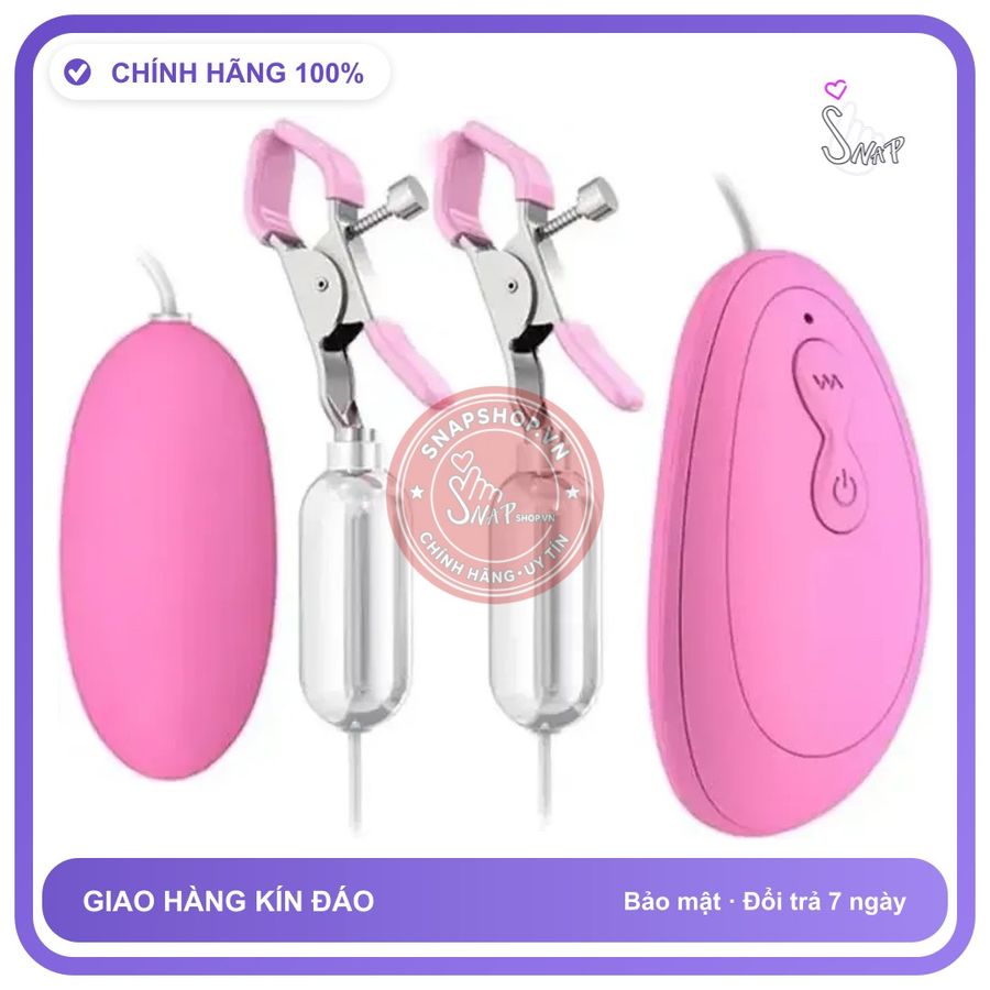Trứng Rung Kẹp Ngực Silicone 2 Trong 1 Kích chính hãng - 10 chế độ rung, silicone mềm mại, chất liệu an toàn cho da - giao hàng che tên kín đáo