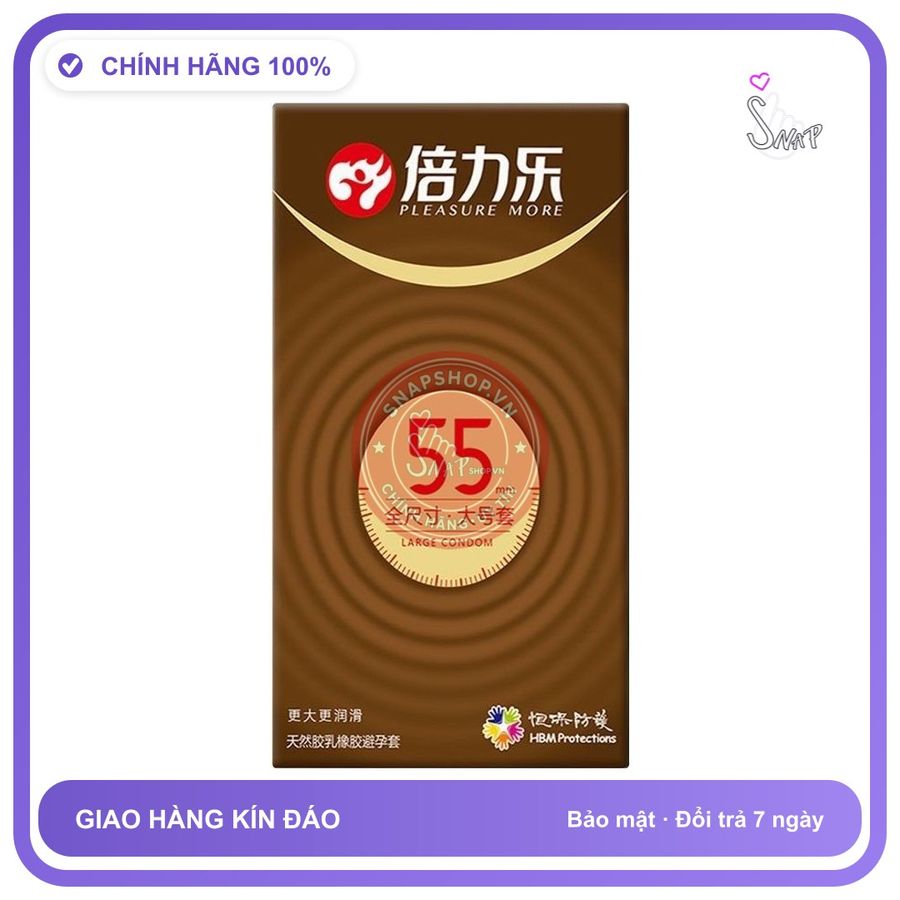 Bao Cao Su HBM 55mm Large, Size Lớn chính hãng - siêu mỏng, hộp 10 cái, có hương thơm - giao hàng che tên kín đáo