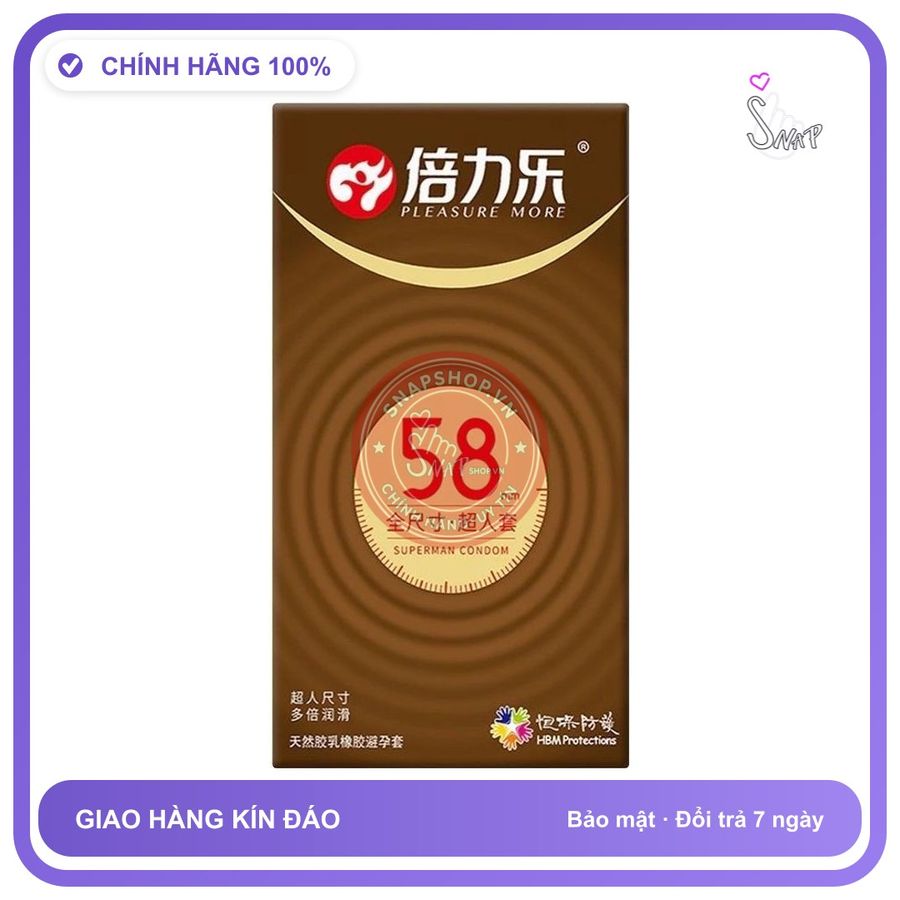 Bao Cao Su Size Lớn HBM 58mm Superman Siêu Hộp 10 Cái chính hãng - siêu mỏng 0.05mm, siêu mỏng, nhiều gel bôi trơn - giao hàng che tên kín đáo