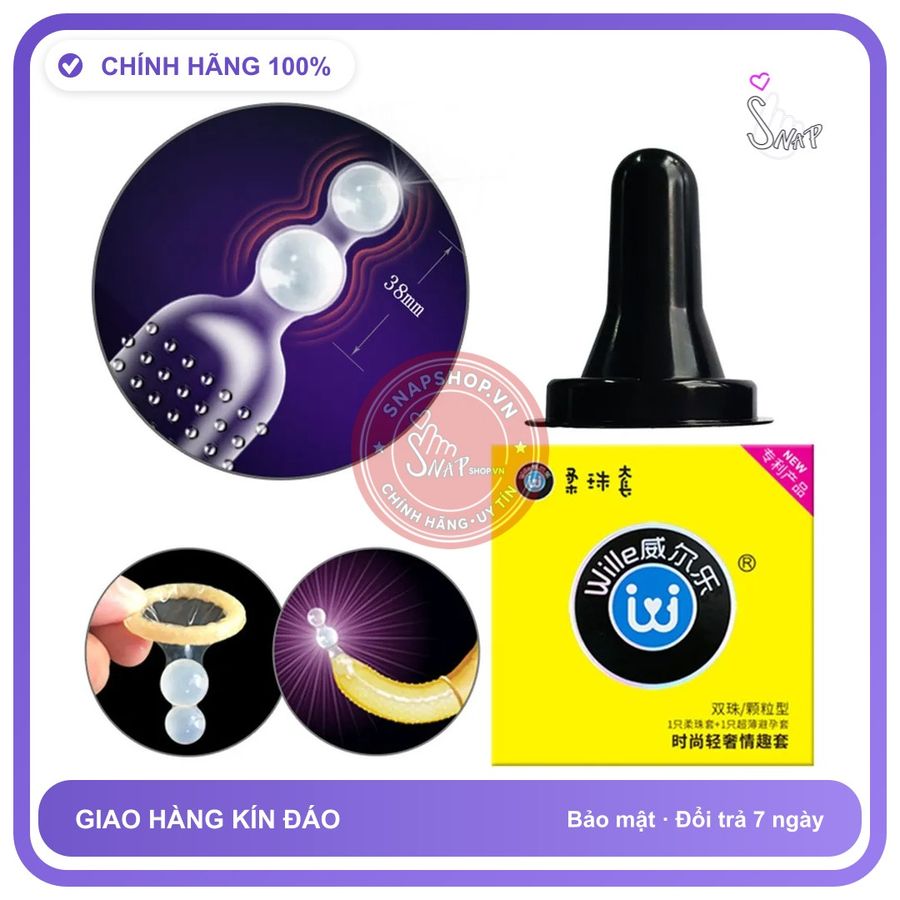 Bao Cao Su Welli 2 Bi Đôn Đầu chính hãng - có hương thơm, ôm sát cảm giác thật, chất liệu latex an toàn - giao hàng che tên kín đáo