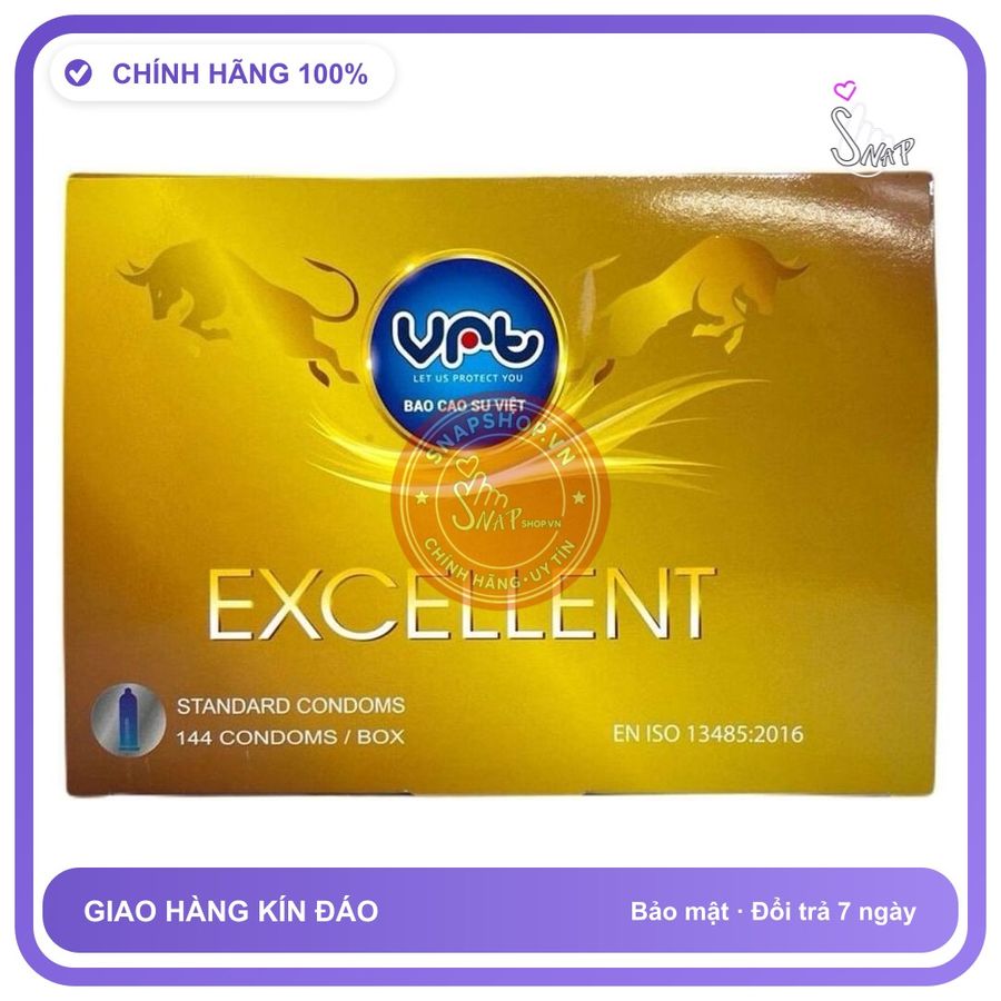 Bao Cao Su Khách Sạn VRT Excellent Hộp 144 chính hãng - ôm sát cảm giác thật, chất liệu latex an toàn, hàng nhập khẩu - giao hàng che tên kín đáo