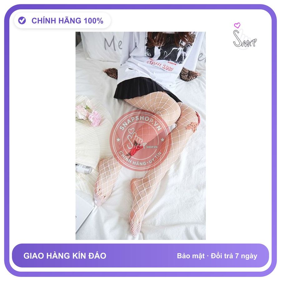 Tất Lưới Đính Hoa Hồng Sexy chính hãng - chất vải mềm mát, đường may tỉ mỉ, tôn dáng quyến rũ - giao hàng che tên kín đáo