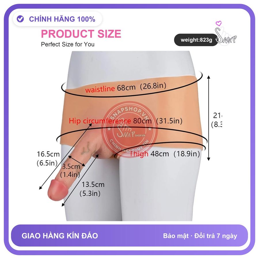 Dương Vật Giả Liền Quần Cho Les Dài 16,5cm chính hãng - sạc USB, chống nước, silicone y tế - giao hàng che tên kín đáo