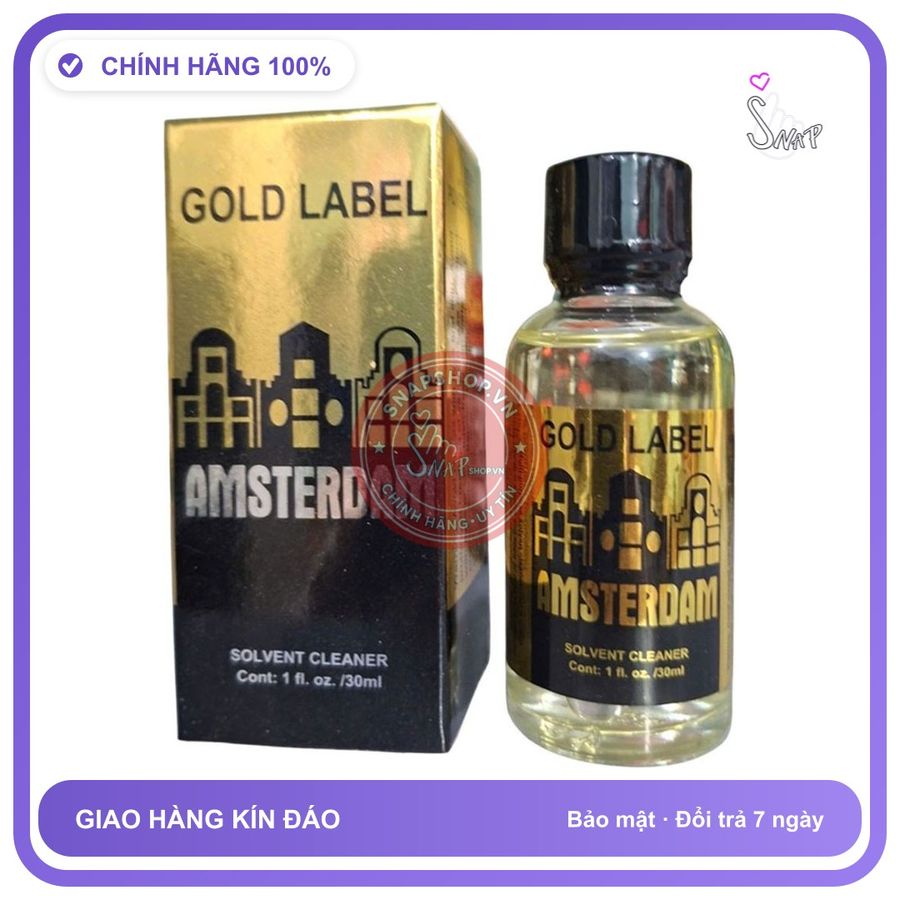 Popper Amsterdam Gold Label Solvent Cleaner 30ml chính hãng - chai 30ml, hương dịu không nồng, hàng chuẩn nhập khẩu - giao hàng che tên kín đáo