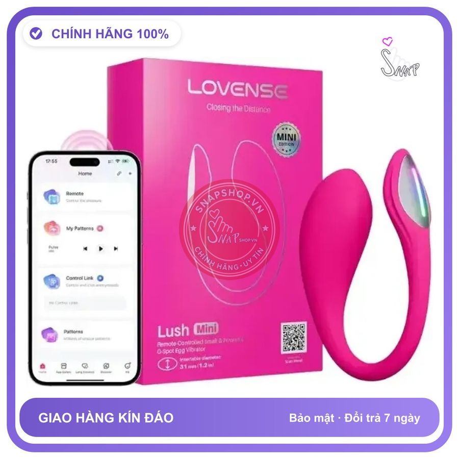 Trứng Rung Lovense Lush Mini chính hãng - sạc từ tính, điều khiển từ xa, chống nước - giao hàng che tên kín đáo