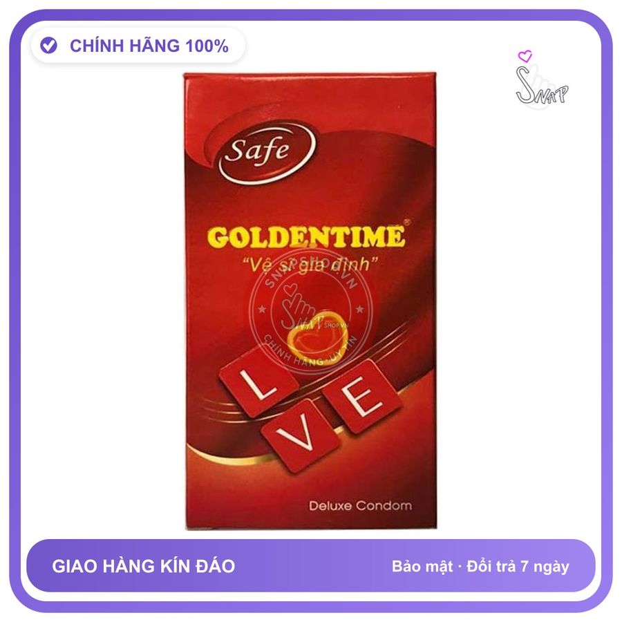 Bao Cao Su Goldentime Hộp 10 Chiếc chính hãng - siêu mỏng 0.06mm, nhiều gel bôi trơn, hộp 10 cái - giao hàng che tên kín đáo
