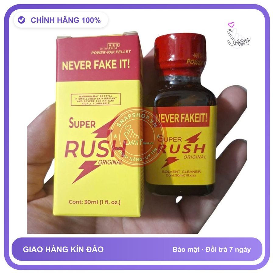 Popper Super Rush Original Never Fake It 30ml Chính Hãng - chai 30ml, hương dịu không nồng, hàng chuẩn nhập khẩu - giao hàng che tên kín đáo