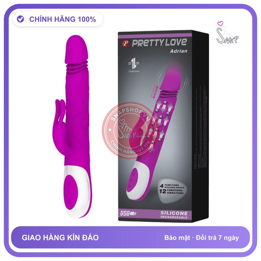 Dương Vật Giả Cao Cấp Pretty Love Adrian Thụt Phát Sáng chính hãng - chất liệu an toàn cho da, dễ vệ sinh, êm ái khi dùng - giao hàng che tên kín đáo