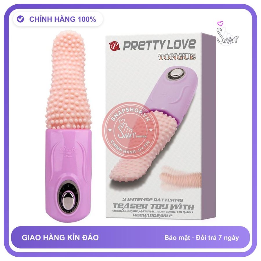 Lưỡi Liếm Âm Đạo Sạc Pin Pretty Love Tongue chính hãng - sạc USB, rung êm không tiếng động, silicone y tế - giao hàng che tên kín đáo