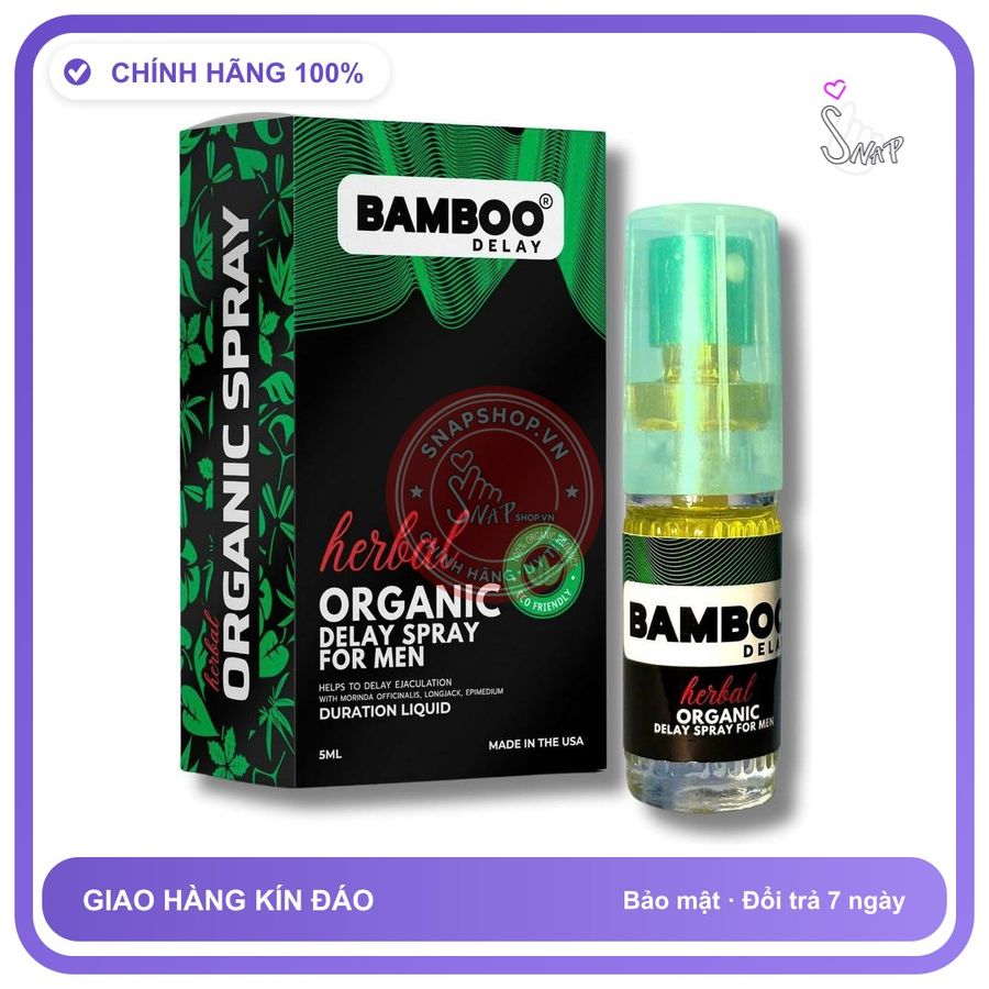 Chai Xịt USA Bamboo Herbal Organic Delay Spray For 5ml chính hãng - kéo dài thời gian, thấm nhanh không nhờn rít, dùng trước khi quan hệ hàng có sẵn