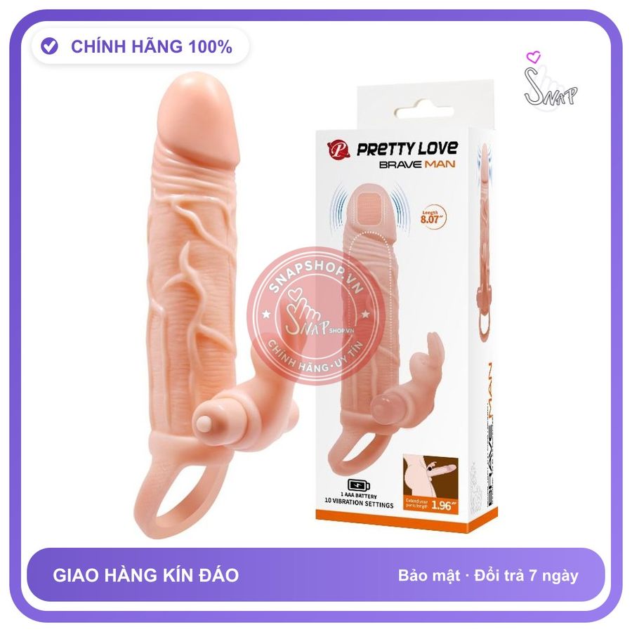 Bao Cao Su Đôn Dên Pretty Love 2 Đầu Rung Tai Thỏ chính hãng - có hương thơm, ôm sát cảm giác thật, chất liệu latex an toàn - giao hàng hàng có sẵn